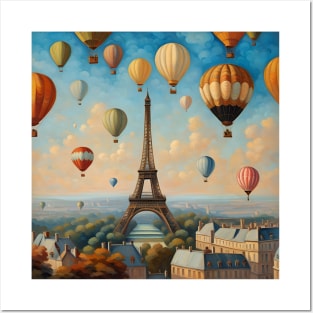 Hot Air Balloons Aloft In Paris Posters and Art